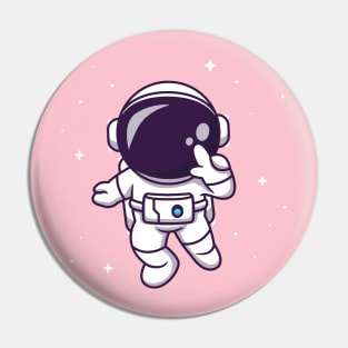 Cute Astronaut Flying In Space Cartoon Pin