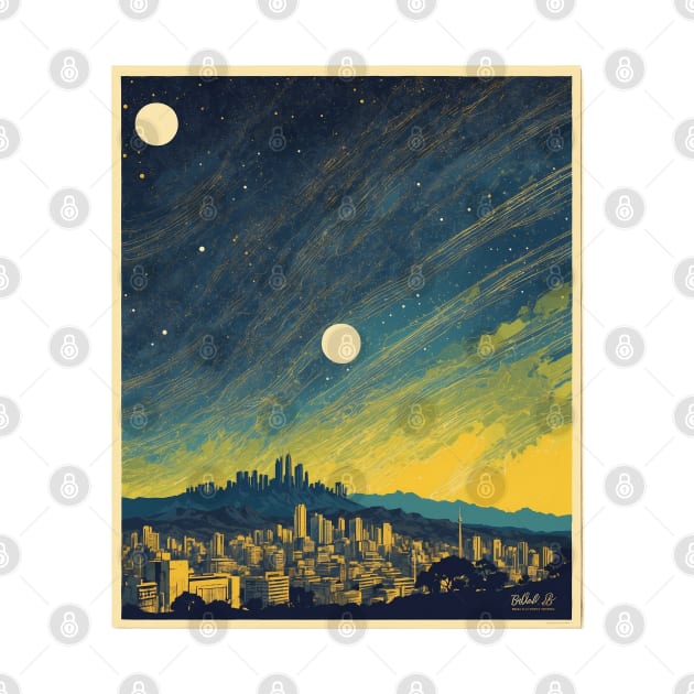 Belo Horizonte Starry Night Brazil Vintage Tourism Travel Poster Art by TravelersGems