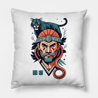 Viking with a black panther Pillow