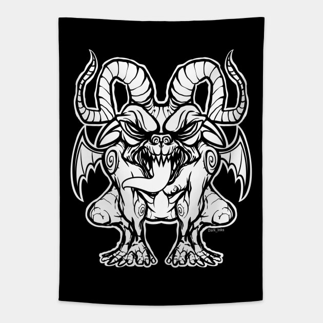 Chupacabra goat sucker - monochrome Tapestry by Dark_Inks