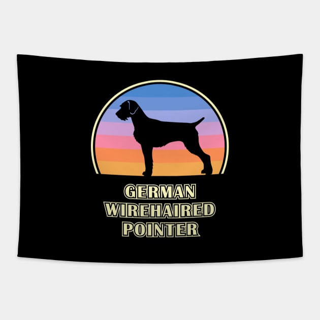 German Wirehaired Pointer Vintage Sunset Dog Tapestry by millersye