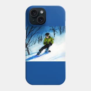 Snowy Downhill Skiing Watercolor Phone Case