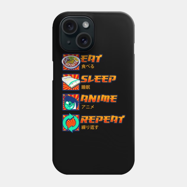 Eat Sleep Anime Repeat Cute Anime Obsessed Phone Case by theperfectpresents