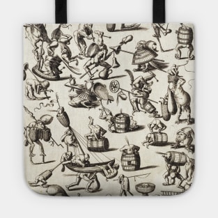 HIERONYMUS BOSCH BESTIARY Black White Fantasy Figures,Monsters and Animals Tote