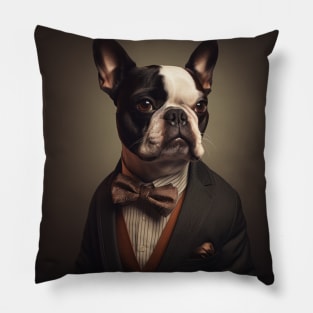 Boston Terrier Dog in Suit Pillow