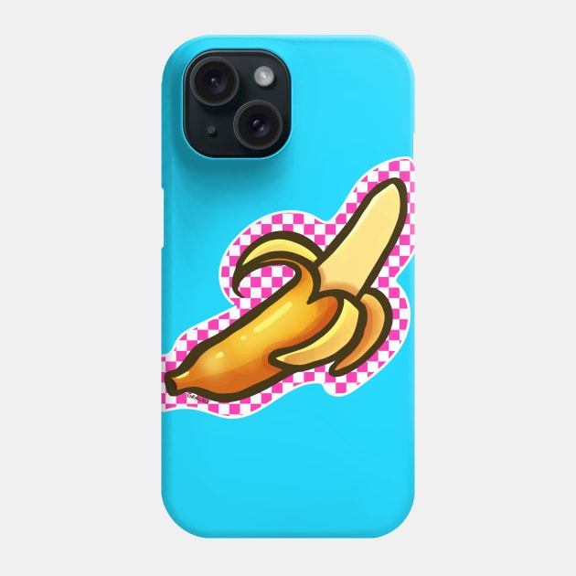 Pink Checkerboard Banana Phone Case by Jan Grackle