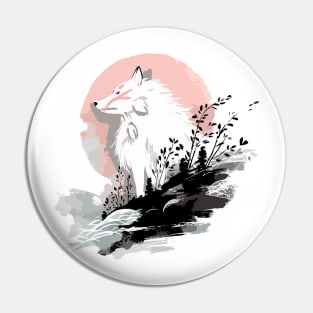 White wolf pink sun Pin