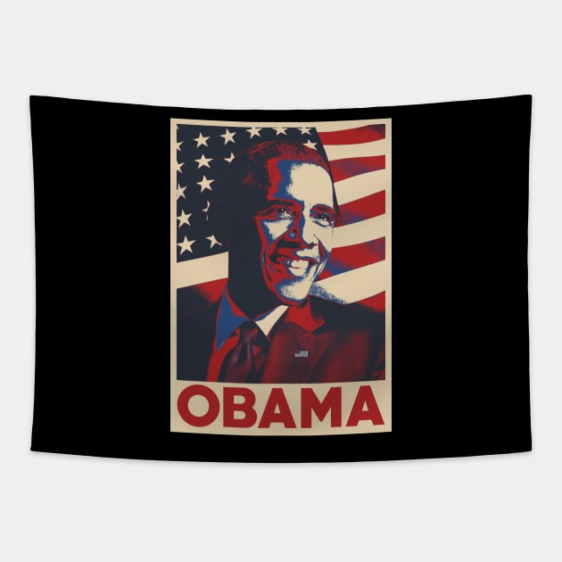 Barack Obama Pop Art Style Tapestry by mia_me