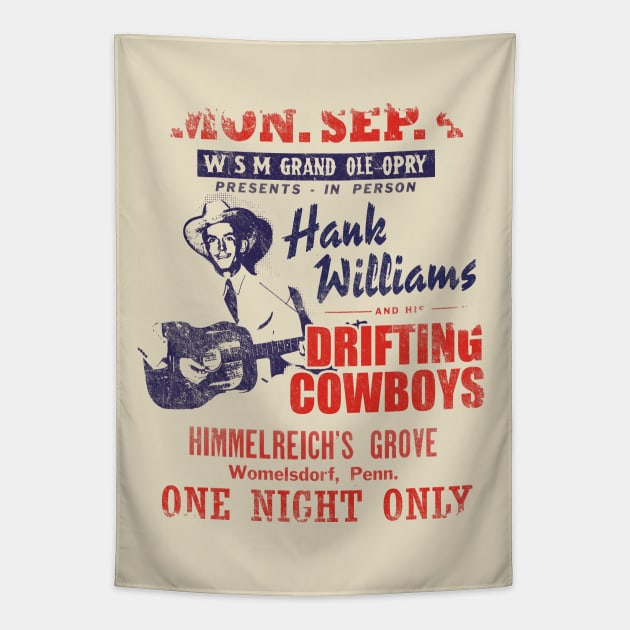 Hank Williams Concert Poster, distressed Tapestry by MonkeyKing