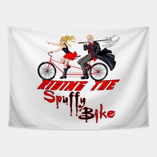 Riding the Spuffy Bike (black/no outline) Tapestry