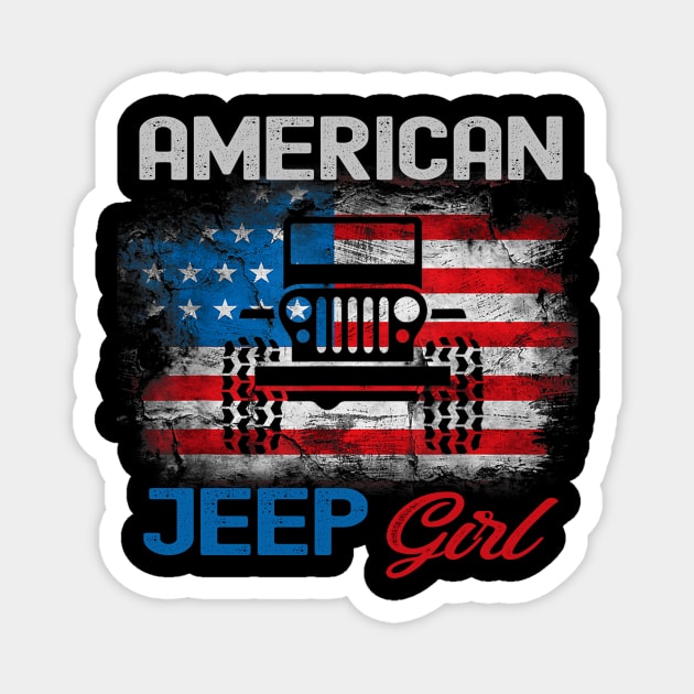 American Jeep girl USA Flag Jeep Vintage Jeep Men/Women/Kid Jeep Magnet by Oska Like