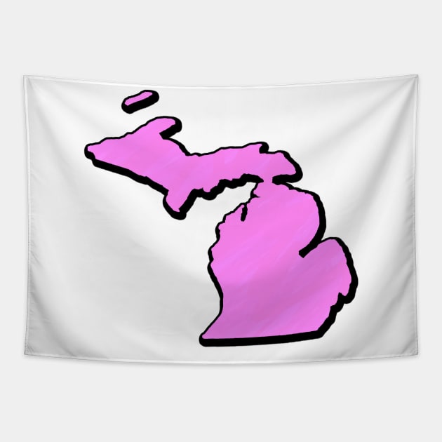 Pink Michigan Outline Tapestry by Mookle