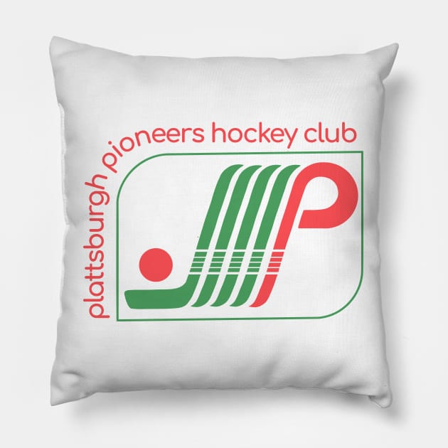 Defunct Plattsburgh Pioneers Hockey Club 1984 Pillow by LocalZonly