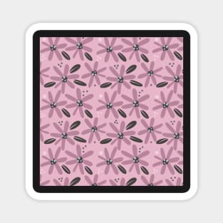 Cute pink abstract flowers in a fun playful flowerpower pattern Magnet