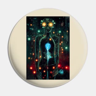 Bioluminescent Android Portrait Pin