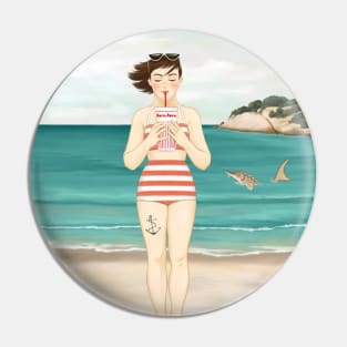 Girl On The Beach Pin