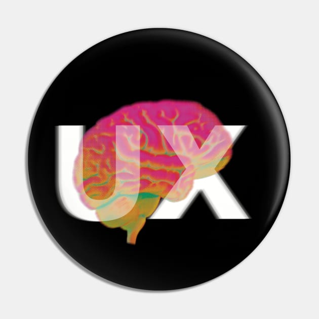 UX Brain - White Text Pin by Grace McIsaac Designs