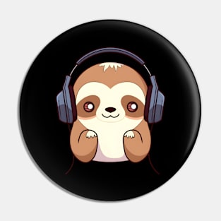 Sloth headphones Pin