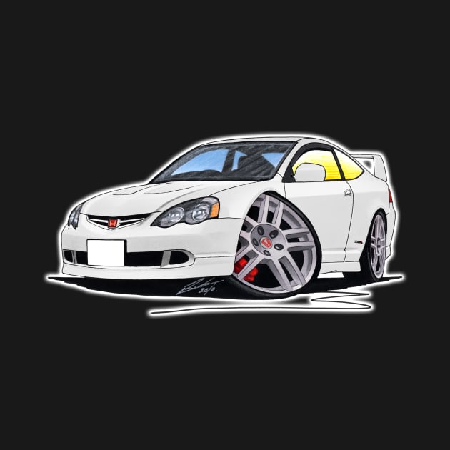 Honda Integra DC5 White Caricature Car Art by y30man5