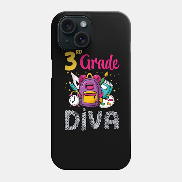 3rd Grade Diva First Day of School Girl Clothes Gift Phone Case by folidelarts