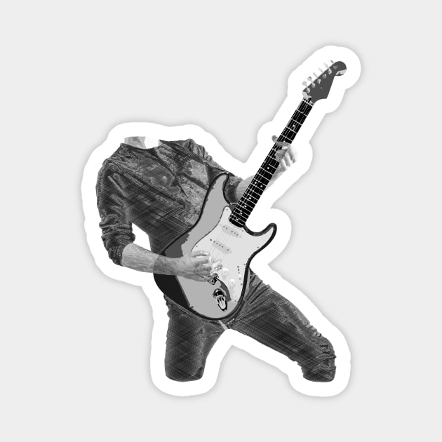 Rock n Roll Guitar Player, Black & White Magnet by Lusy