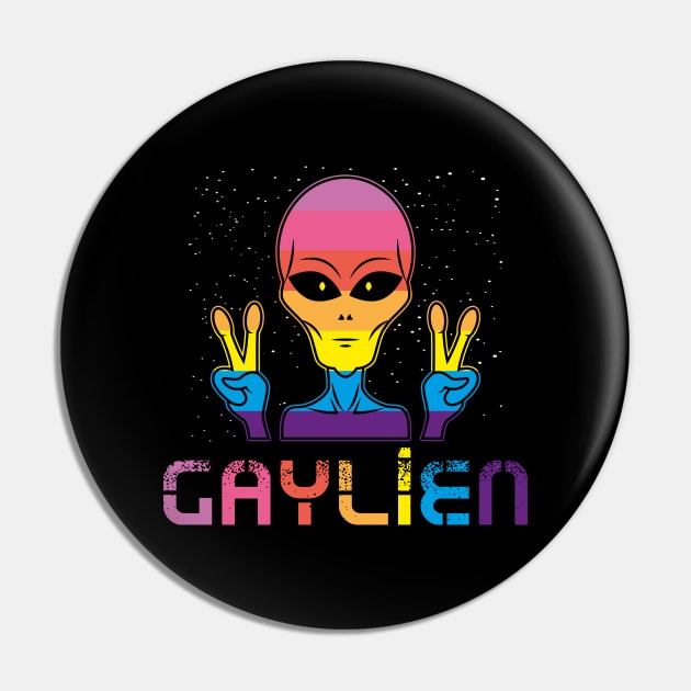 Gay Alien Gaylien Rainbow Pride LGBT Gift Pin by Fresan