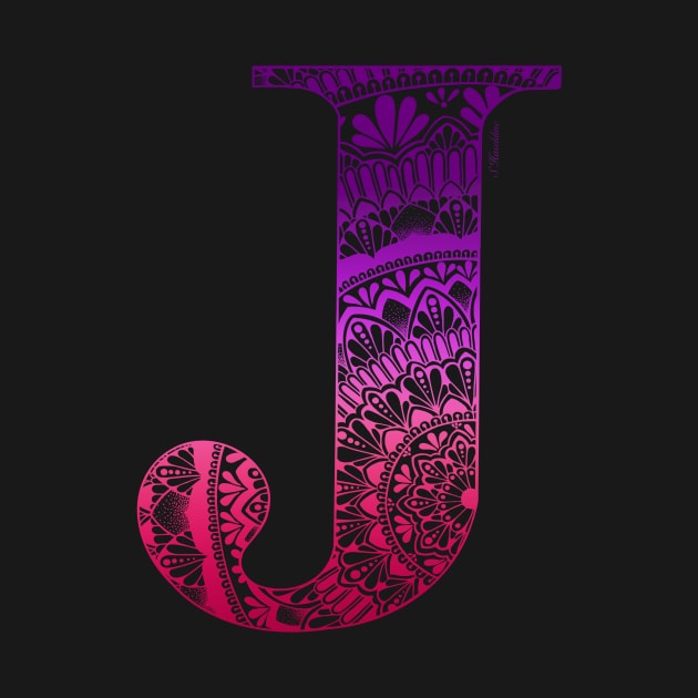 Mandala Letter Capital J Pink by Shaseldine