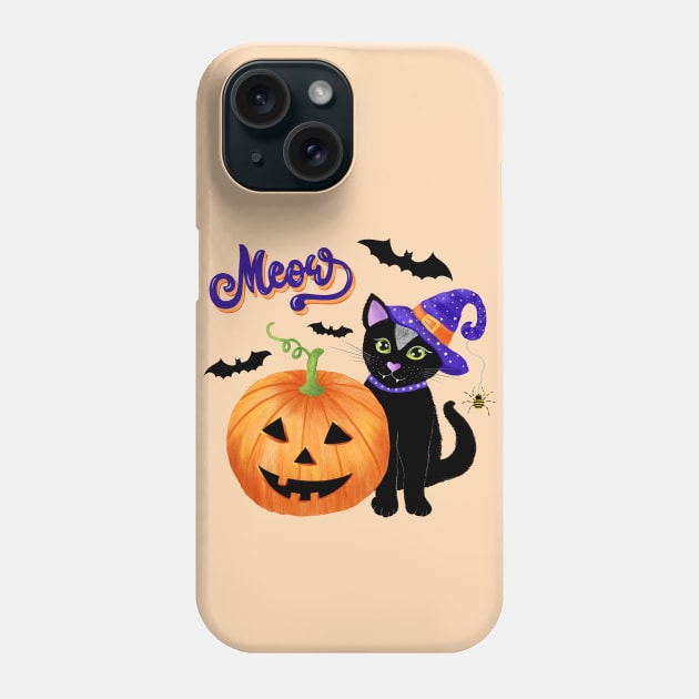 Spooky Halloween Cat Phone Case by CalliLetters