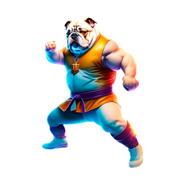 Bulldog fighting kung Fu by enyeniarts