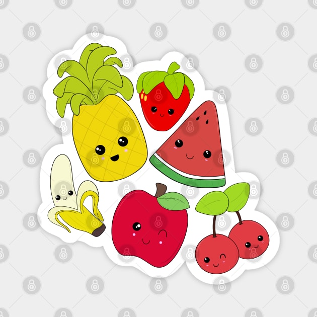 Kawaii Fruit Characters Magnet by ShutterStudios