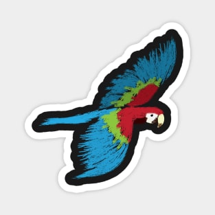 Artwork of Scarlet Macaw Parrot in Flight Magnet
