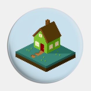 House Isometric Pixel Art Pin