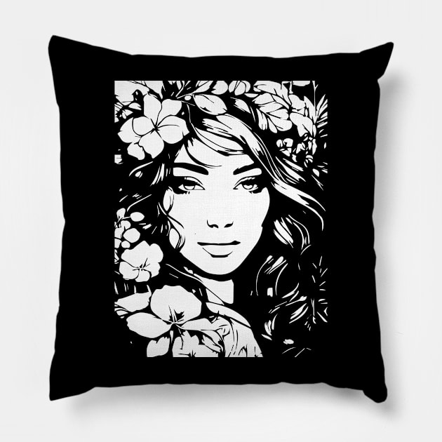 beautiful woman Pillow by lkn