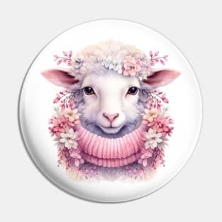 Pink Christmas Sheep Pin