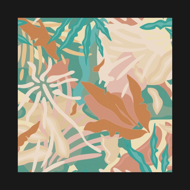 Abstract Tropical Plants / Turquoise and Pastels by matise