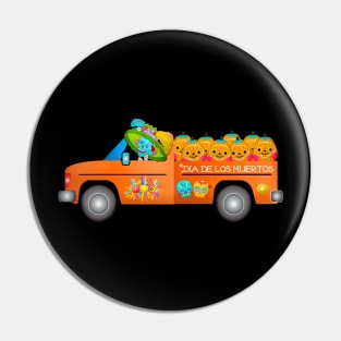 Halloween Pumpkin & Skeleton Truck Pin