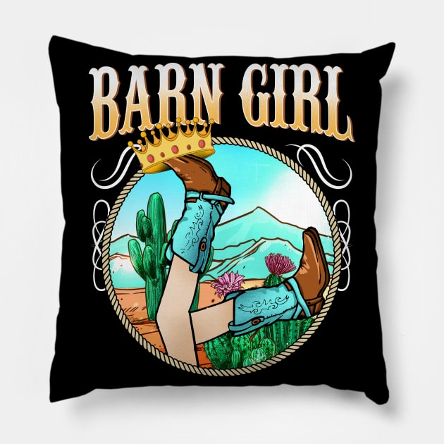 Barn Girl I Equestrian Pony Horse Fan Pillow by biNutz