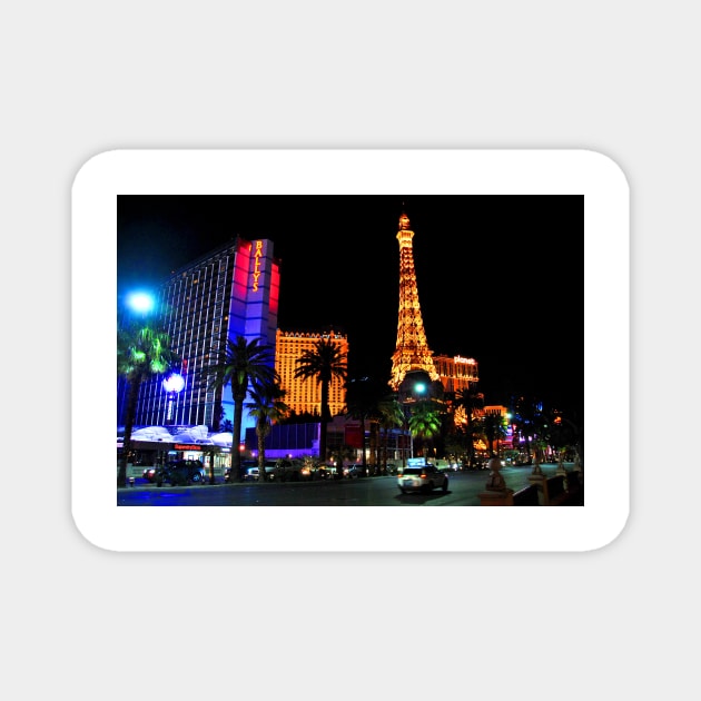 Eiffel Tower Paris and Ballys Hotel Las Vegas America Magnet by AndyEvansPhotos