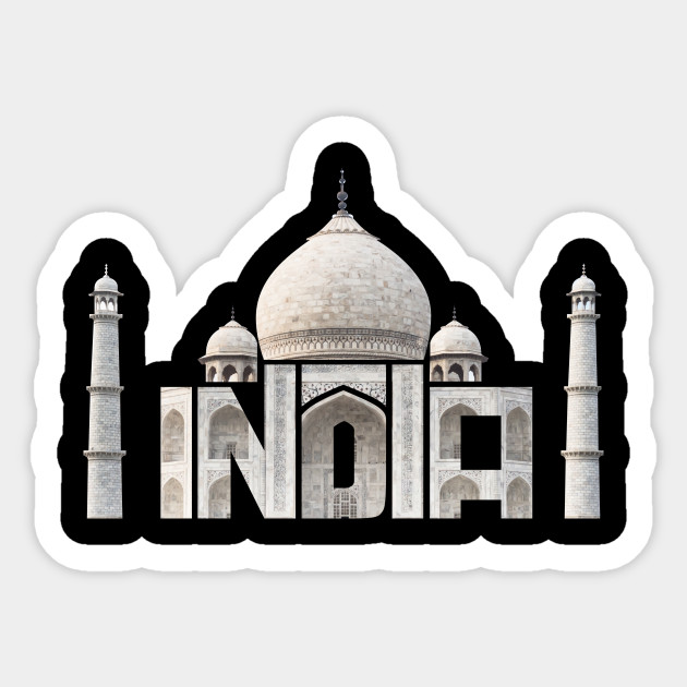 India Souvenir Taj Mahal White Marble Typography Taj Mahal Sticker Teepublic