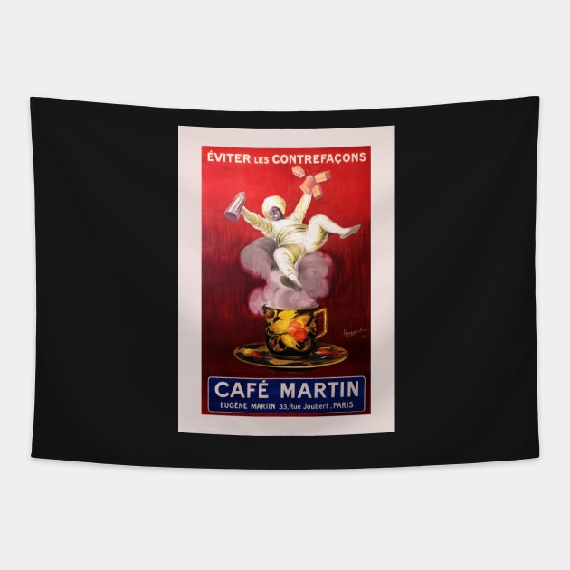 Retro poster - pub - vintage - Café Martin Tapestry by Labonneepoque