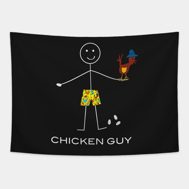 Funny Mens Chicken Farmer Tapestry by whyitsme