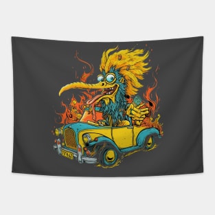 Hot Rod Monster Bird Tapestry