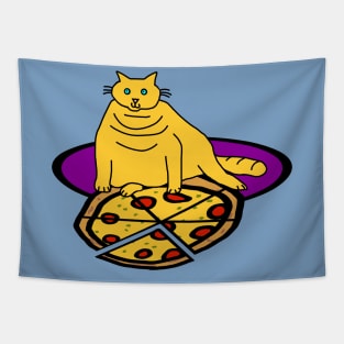 Cat with Pizza Food Tapestry