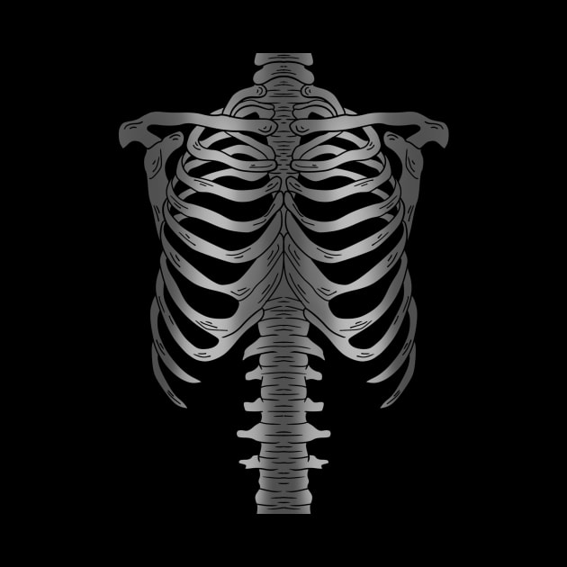 Skeleton Rib Cage  shirt, halloween skeleton,  x-ray shirt by fall in love on_ink