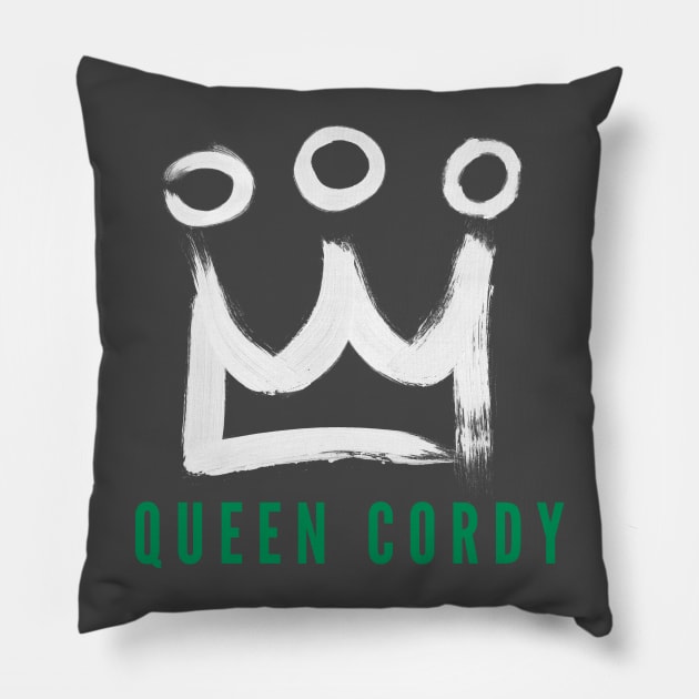 Queen Cordy Green Text Variant Pillow by Notebelow