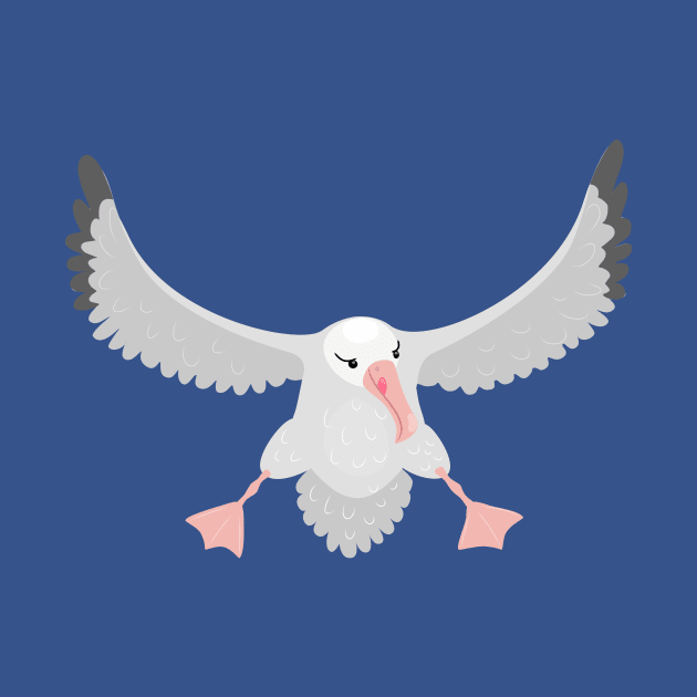 Cute albatross bird flying cartoon illustration by FrogFactory