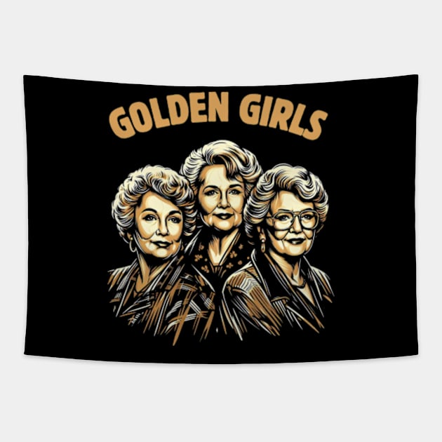 Golden Girls Portrait Collage—Dorothy, Blanche, Rose, and Sophia Tapestry by StyleTops