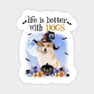 Corgi Witch Hat Life Is Better With Dogs Halloween Magnet