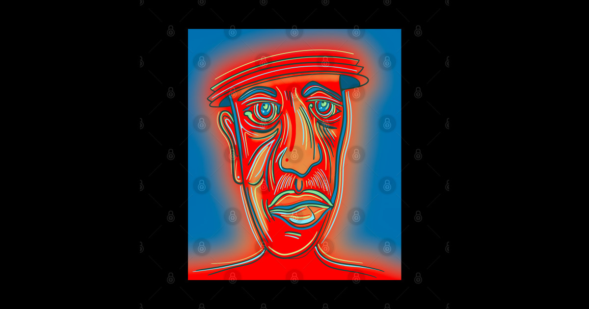 Neon red man - Red Face - Sticker | TeePublic