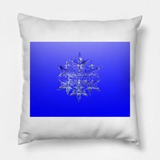 True Blue Fractal Snowflake Pillow